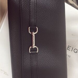 Michael Kors Black Pebbled Leather Wristlet Clutch with Silver Hardware